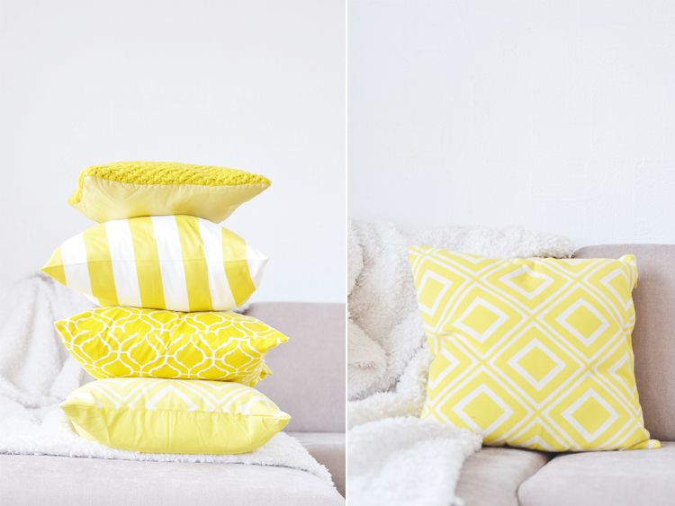 gelbe Wohnzimmerdeko und Frühlingsputz-Checkliste