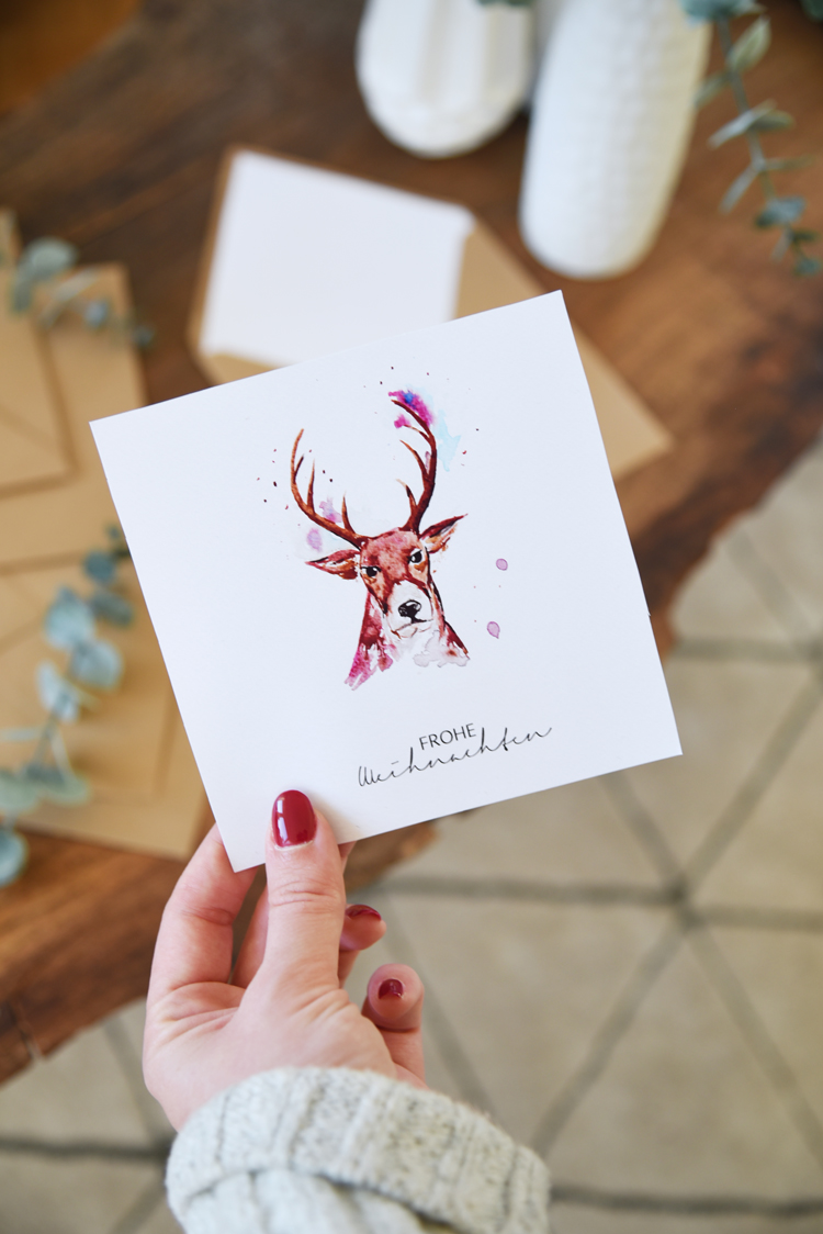 Aquarell Weihnachtskarten Drucken Vorlage Gratis Bonny Und Kleid